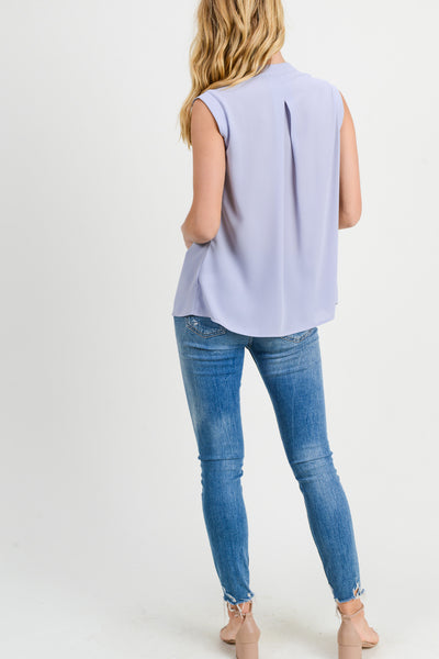 GREY PLEATED V NECK BLOUSE