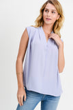 GREY PLEATED V NECK BLOUSE