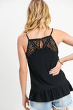BLACK CROCHET RUFFLE TANK