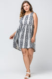 PLUS GREY REPTILE PRINTED TANK DRESS