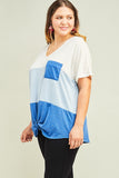 PLUS V NECK COLOR BLOCKED TEE