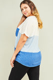 PLUS V NECK COLOR BLOCKED TEE