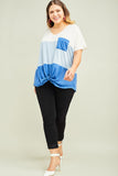 PLUS V NECK COLOR BLOCKED TEE