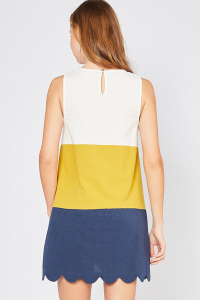 SLEEVELESS COLOR BLOCKED DRESS
