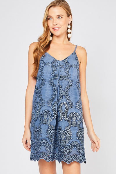 INDIGO EMBROIDERED DRESS