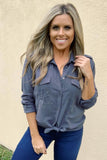 GREY SPLATTER BUTTON-UP