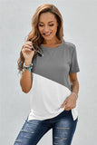 GREY & IVORY COLORBLOCKED TEE