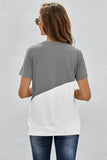 GREY & IVORY COLORBLOCKED TEE