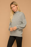 HEATHER GREY MOCK NECK SWEATER