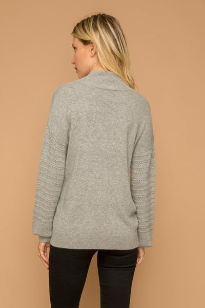 HEATHER GREY MOCK NECK SWEATER