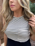 OATMEAL & BLACK STRIPED TANK