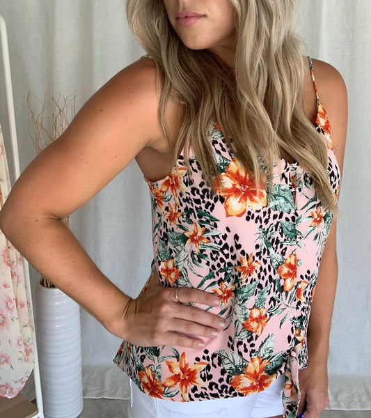 PINK, FLORAL & LEOPARD TIE TANK