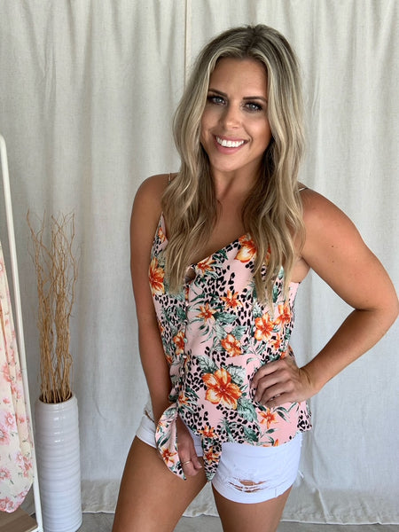 PINK, FLORAL & LEOPARD TIE TANK