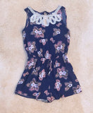 NAVY & PINK FLORAL ROMPER