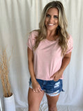 PINK DISTRESSED TEE