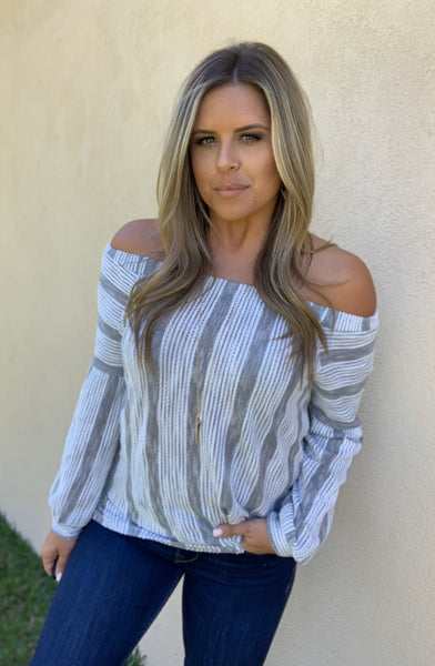 GREY OTS BALLOON SLEEVE BLOUSE