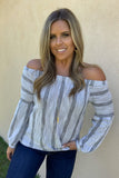 GREY OTS BALLOON SLEEVE BLOUSE