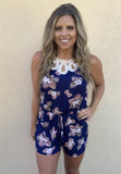 NAVY & PINK FLORAL ROMPER