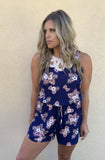 NAVY & PINK FLORAL ROMPER