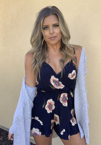 NAVY FLORAL ROMPER