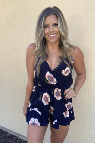 NAVY FLORAL ROMPER