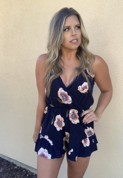 NAVY FLORAL ROMPER