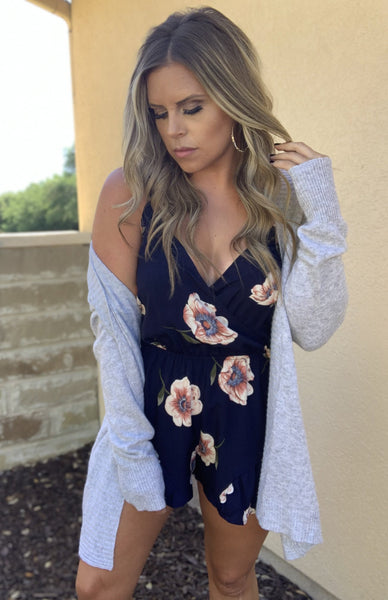 NAVY FLORAL ROMPER