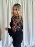BLACK CROCHET LACE BUTTON TOP