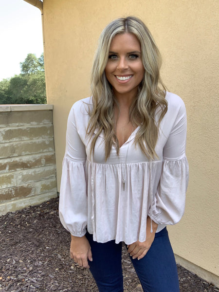 TAUPE BABYDOLL BLOUSE