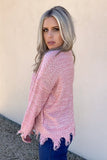 SALMON FRAYED SWEATER