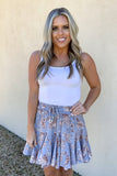BLUE FLORAL RUFFLE SKORT