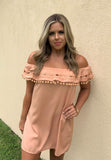 APRICOT OFF THE SHOULDER DRESS