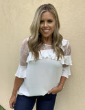 WHITE RUFFLE BLOUSE