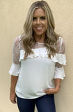 WHITE RUFFLE BLOUSE