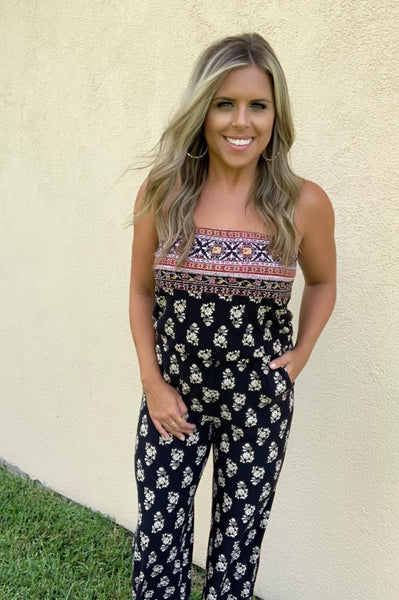 BLACK FLORAL JUMPSUIT