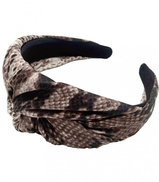 SNAKE PRINT KNOTTED HEADBAND