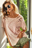 PINK DISTRESSED TEE