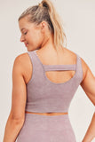 MAUVE MINERAL WASH RIBBED CUT-OUT BRA