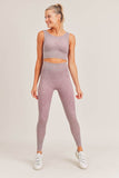 MAUVE MINERAL WASH RIBBED CUT-OUT BRA