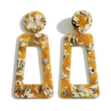 MUSTARD PRINTED RESIN STATEMENT EARRINGS