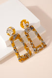 MUSTARD PRINTED RESIN STATEMENT EARRINGS