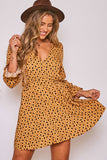 MUSTARD & BLACK FLORAL PRINTED DRESS