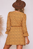 MUSTARD & BLACK FLORAL PRINTED DRESS