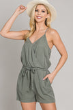 OLIVE DRAWSTRING ROMPER