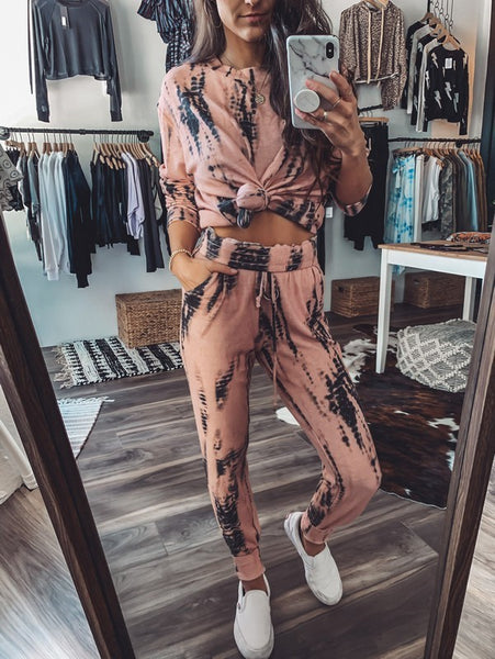 PEACH TIE DYE JOGGER SET