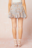 BLUE FLORAL RUFFLE SKORT