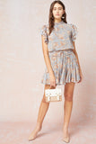 BLUE FLORAL RUFFLE SKORT