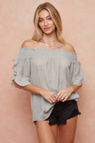 SAGE OTS RUFFLE BLOUSE