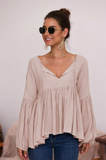 TAUPE BABYDOLL BLOUSE