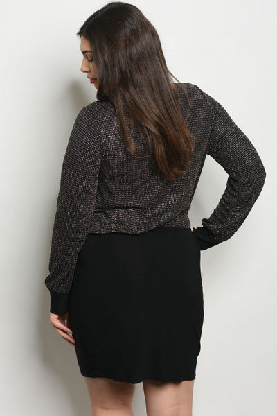 PLUS BLACK METALLIC DRESS